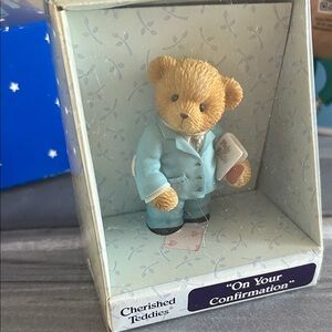 Enesco Cherished Teddies Confirmation Bear Figurine - Blue